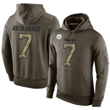 NFL Men's Pittsburgh Steelers #7 Ben Roethlisberger Stitched Green Olive Salute To Service KO Performance Hoodie NFL Men's Pittsburgh Steelers #7 Ben Roethlisberger Stitched Green Olive Salute To Service KO Performance Hoodie