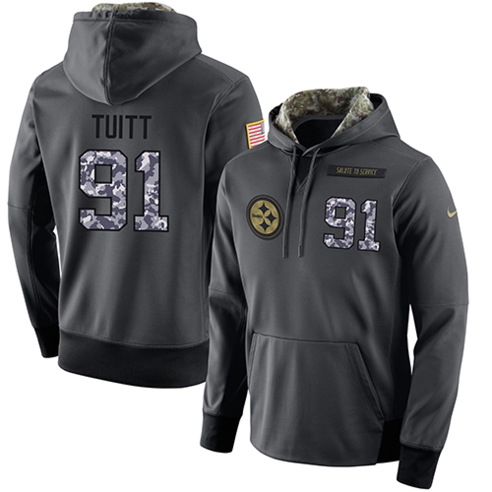 NFL Men's Pittsburgh Steelers #91 Stephon Tuitt Stitched Black Anthracite Salute to Service Player Performance Hoodie
