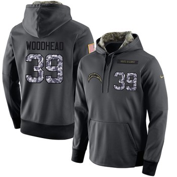 NFL Men's San Diego Chargers #39 Danny Woodhead Stitched Black Anthracite Salute to Service Player Performance Hoodie