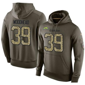 NFL Men's San Diego Chargers #39 Danny Woodhead Stitched Green Olive Salute To Service KO Performance Hoodie NFL Men's San Diego Chargers #39 Danny Woodhead Stitched Green Olive Salute To Service KO Performance Hoodie
