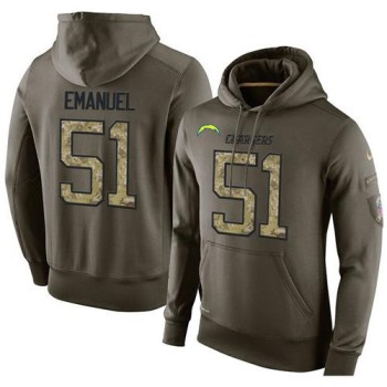 NFL Men's San Diego Chargers #51 Kyle Emanuel Stitched Green Olive Salute To Service KO Performance Hoodie NFL Men's San Diego Chargers #51 Kyle Emanuel Stitched Green Olive Salute To Service KO Performance Hoodie