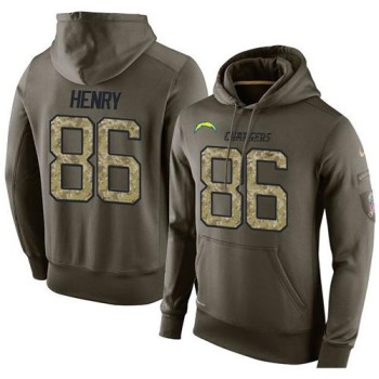 NFL Men's San Diego Chargers #86 Hunter Henry Stitched Green Olive Salute To Service KO Performance Hoodie NFL Men's San Diego Chargers #86 Hunter Henry Stitched Green Olive Salute To Service KO Performance Hoodie