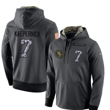NFL Men's San Francisco 49ers #7 Colin Kaepernick Stitched Black Anthracite Salute to Service Player Performance Hoodie