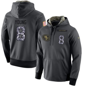 NFL Men's San Francisco 49ers #8 Steve Young Stitched Black Anthracite Salute to Service Player Performance Hoodie