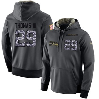 NFL Men's Seattle Seahawks #29 Earl Thomas III Stitched Black Anthracite Salute to Service Player Performance Hoodie