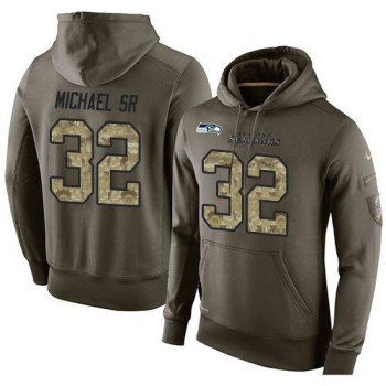 NFL Men's Seattle Seahawks #32 Christine Michael SR Stitched Green Olive Salute To Service KO Performance Hoodie