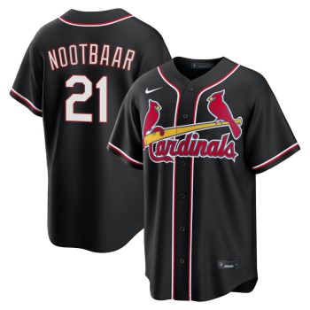 Men's St. Louis Cardinals #21 Lars Nootbaar Black Fashion Replica Player Jersey Men's St. Louis Cardinals #21 Lars Nootbaar Black Fashion Replica Player Jersey