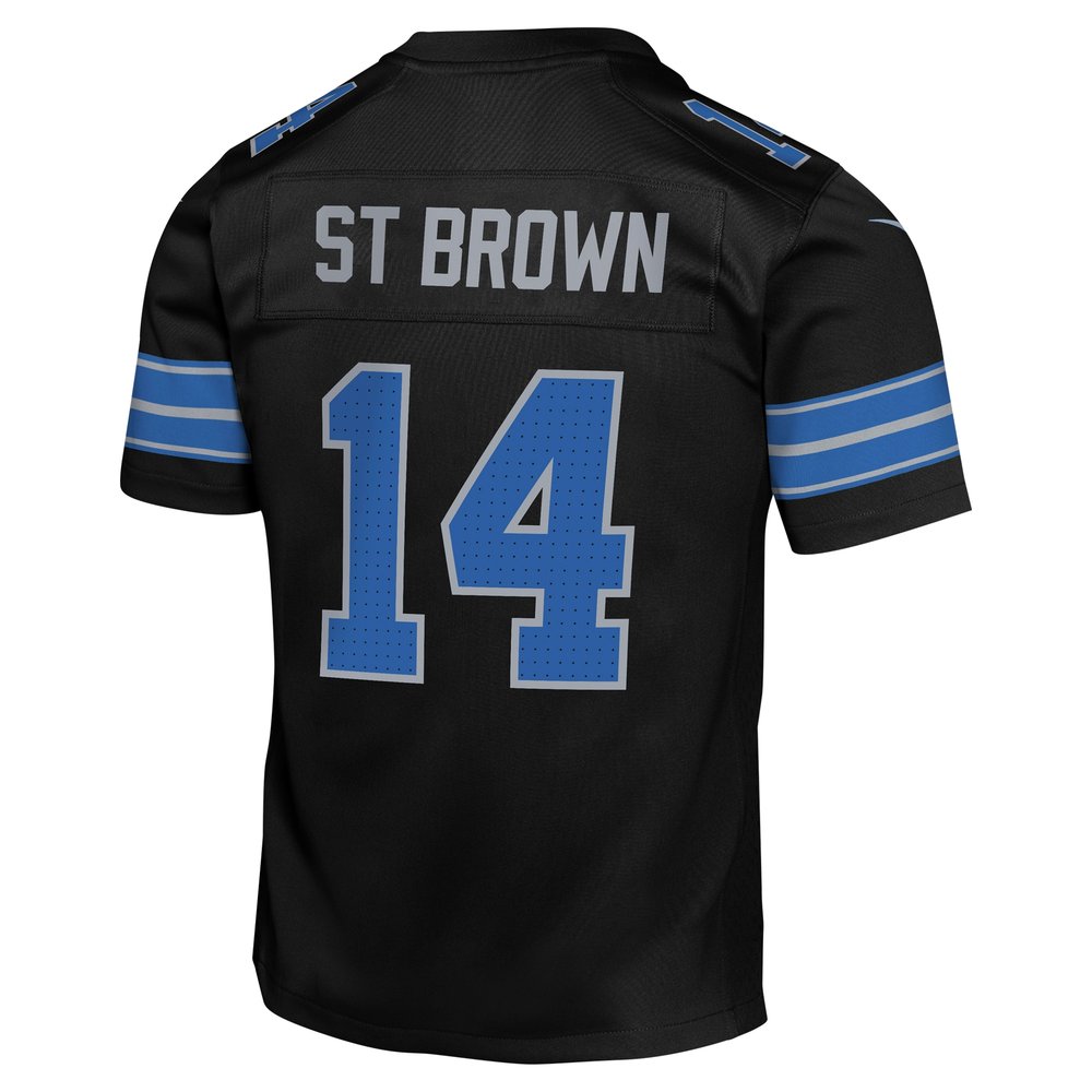 Youth Detroit Lions #14 Amon-Ra St. Brown Black Alternate Player Game Jersey