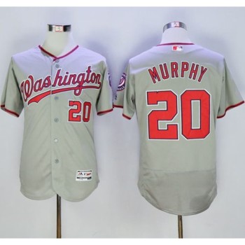 Nationals #20 Daniel Murphy Grey Flexbase Authentic Collection Stitched MLB Jersey Nationals #20 Daniel Murphy Grey Flexbase Authentic Collection Stitched MLB Jersey