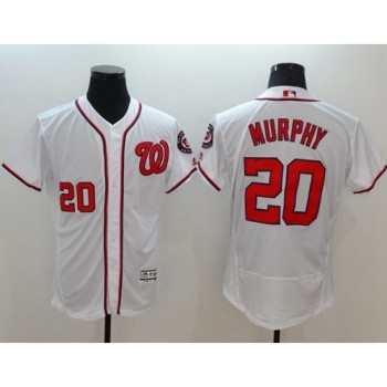 Nationals #20 Daniel Murphy White Flexbase Authentic Collection Stitched MLB Jersey Nationals #20 Daniel Murphy White Flexbase Authentic Collection Stitched MLB Jersey