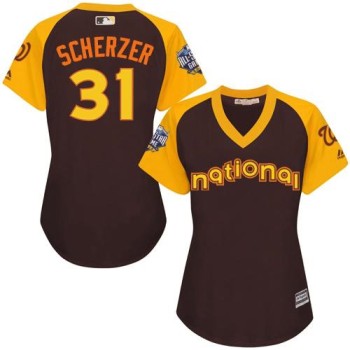 Nationals #31 Max Scherzer Brown 2016 All-Star National League Women's Stitched MLB Jersey Nationals #31 Max Scherzer Brown 2016 All-Star National League Women's Stitched MLB Jersey