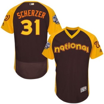 Nationals #31 Max Scherzer Brown Flexbase Authentic Collection 2016 All-Star National League Stitched MLB Jersey Nationals #31 Max Scherzer Brown Flexbase Authentic Collection 2016 All-Star National League Stitched MLB Jersey