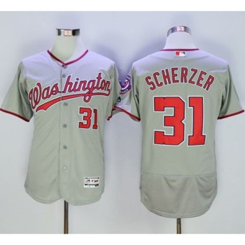 Nationals #31 Max Scherzer Grey Flexbase Authentic Collection Stitched MLB Jersey Nationals #31 Max Scherzer Grey Flexbase Authentic Collection Stitched MLB Jersey