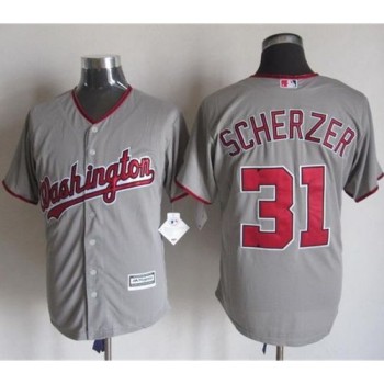 Nationals #31 Max Scherzer Grey New Cool Base Stitched MLB Jersey Nationals #31 Max Scherzer Grey New Cool Base Stitched MLB Jersey