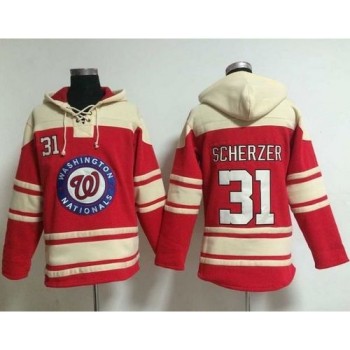 Nationals #31 Max Scherzer Red Sawyer Hooded Sweatshirt MLB Hoodie Nationals #31 Max Scherzer Red Sawyer Hooded Sweatshirt MLB Hoodie