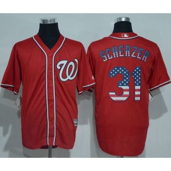 Nationals #31 Max Scherzer Red USA Flag Fashion Stitched MLB Jersey Nationals #31 Max Scherzer Red USA Flag Fashion Stitched MLB Jersey