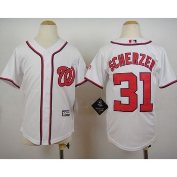 Nationals #31 Max Scherzer White Cool Base Stitched Youth MLB Jersey Nationals #31 Max Scherzer White Cool Base Stitched Youth MLB Jersey