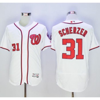 Nationals #31 Max Scherzer White Flexbase Authentic Collection Stitched MLB Jersey Nationals #31 Max Scherzer White Flexbase Authentic Collection Stitched MLB Jersey