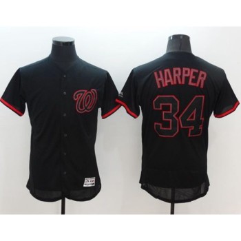 Nationals #34 Bryce Harper Black Fashion Flexbase Authentic Collection Stitched MLB Jersey Nationals #34 Bryce Harper Black Fashion Flexbase Authentic Collection Stitched MLB Jersey