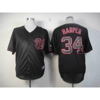 Nationals #34 Bryce Harper Black Fashion Stitched MLB Jersey Nationals #34 Bryce Harper Black Fashion Stitched MLB Jersey