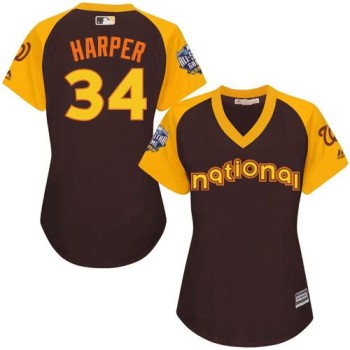 Nationals #34 Bryce Harper Brown 2016 All-Star National League Women's Stitched MLB Jersey Nationals #34 Bryce Harper Brown 2016 All-Star National League Women's Stitched MLB Jersey
