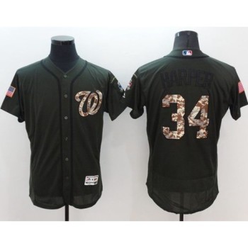 Nationals #34 Bryce Harper Green Flexbase Authentic Collection Salute to Service Stitched MLB Jersey Nationals #34 Bryce Harper Green Flexbase Authentic Collection Salute to Service Stitched MLB Jersey