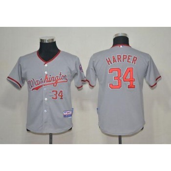 Nationals #34 Bryce Harper Grey Cool Base Stitched Youth MLB Jersey Nationals #34 Bryce Harper Grey Cool Base Stitched Youth MLB Jersey