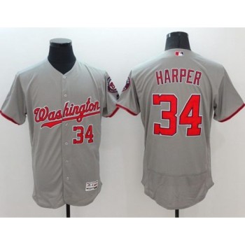 Nationals #34 Bryce Harper Grey Flexbase Authentic Collection Stitched MLB Jersey Nationals #34 Bryce Harper Grey Flexbase Authentic Collection Stitched MLB Jersey