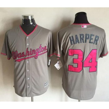 Nationals #34 Bryce Harper Grey New Cool Base 2016 Mother's Day Stitched MLB Jersey Nationals #34 Bryce Harper Grey New Cool Base 2016 Mother's Day Stitched MLB Jersey