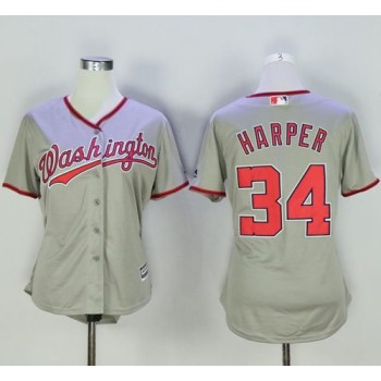 Nationals #34 Bryce Harper Grey Women's Road Stitched MLB Jersey Nationals #34 Bryce Harper Grey Women's Road Stitched MLB Jersey