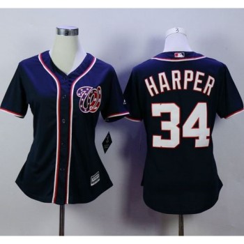 Nationals #34 Bryce Harper Navy Blue Alternate 2 Women's Stitched MLB Jersey Nationals #34 Bryce Harper Navy Blue Alternate 2 Women's Stitched MLB Jersey