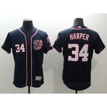 Nationals #34 Bryce Harper Navy Blue Flexbase Authentic Collection Stitched MLB Jersey Nationals #34 Bryce Harper Navy Blue Flexbase Authentic Collection Stitched MLB Jersey