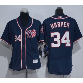 Nationals #34 Bryce Harper Navy Blue Flexbase Authentic Women's Stitched MLB Jersey Nationals #34 Bryce Harper Navy Blue Flexbase Authentic Women's Stitched MLB Jersey