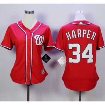 Nationals #34 Bryce Harper Red Alternate 1 Women's Stitched MLB Jersey Nationals #34 Bryce Harper Red Alternate 1 Women's Stitched MLB Jersey