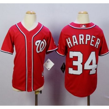 Nationals #34 Bryce Harper Red Cool Base Stitched Youth MLB Jersey Nationals #34 Bryce Harper Red Cool Base Stitched Youth MLB Jersey
