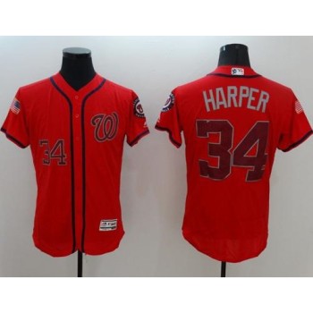 Nationals #34 Bryce Harper Red Fashion Stars & Stripes Flexbase Authentic Stitched MLB Jersey Nationals #34 Bryce Harper Red Fashion Stars & Stripes Flexbase Authentic Stitched MLB Jersey