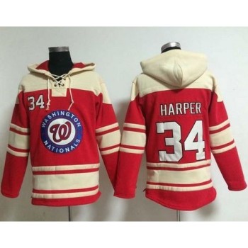 Nationals #34 Bryce Harper Red Sawyer Hooded Sweatshirt MLB Hoodie Nationals #34 Bryce Harper Red Sawyer Hooded Sweatshirt MLB Hoodie