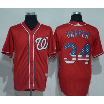 Nationals #34 Bryce Harper Red USA Flag Fashion Stitched MLB Jersey Nationals #34 Bryce Harper Red USA Flag Fashion Stitched MLB Jersey