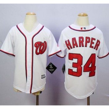 Nationals #34 Bryce Harper White Cool Base Stitched Youth MLB Jersey Nationals #34 Bryce Harper White Cool Base Stitched Youth MLB Jersey