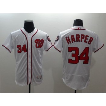 Nationals #34 Bryce Harper White Flexbase Authentic Collection Stitched MLB Jersey Nationals #34 Bryce Harper White Flexbase Authentic Collection Stitched MLB Jersey