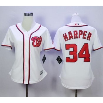Nationals #34 Bryce Harper White Women's Fashion Stitched MLB Jersey Nationals #34 Bryce Harper White Women's Fashion Stitched MLB Jersey