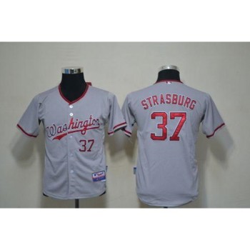 Nationals #37 Stephen Strasburg Grey Cool Base Stitched Youth MLB Jersey Nationals #37 Stephen Strasburg Grey Cool Base Stitched Youth MLB Jersey