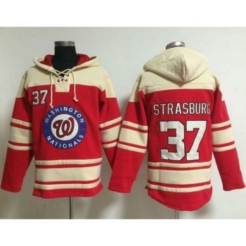 Nationals #37 Stephen Strasburg Red Sawyer Hooded Sweatshirt MLB Hoodie Nationals #37 Stephen Strasburg Red Sawyer Hooded Sweatshirt MLB Hoodie