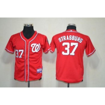 Nationals #37 Stephen Strasburg Red Stitched Youth MLB Jersey Nationals #37 Stephen Strasburg Red Stitched Youth MLB Jersey