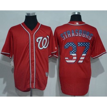 Nationals #37 Stephen Strasburg Red USA Flag Fashion Stitched MLB Jersey Nationals #37 Stephen Strasburg Red USA Flag Fashion Stitched MLB Jersey
