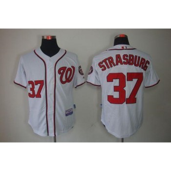 Nationals #37 Stephen Strasburg Stitched White MLB Jersey Nationals #37 Stephen Strasburg Stitched White MLB Jersey
