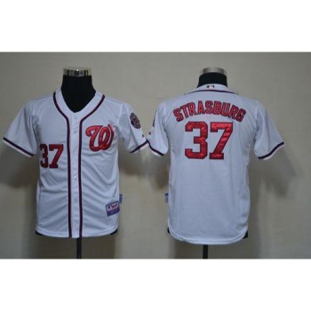 Nationals #37 Stephen Strasburg White Cool Base Stitched Youth MLB Jersey Nationals #37 Stephen Strasburg White Cool Base Stitched Youth MLB Jersey