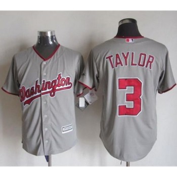 Nationals #3 Michael Taylor Grey New Cool Base Stitched MLB Jersey Nationals #3 Michael Taylor Grey New Cool Base Stitched MLB Jersey