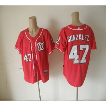 Nationals #47 Gio Gonzalez Red Cool Base Stitched MLB Jersey Nationals #47 Gio Gonzalez Red Cool Base Stitched MLB Jersey