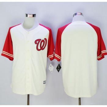Nationals Blank Cream/Red Exclusive New Cool Base Stitched MLB Jersey Nationals Blank Cream/Red Exclusive New Cool Base Stitched MLB Jersey